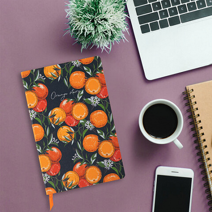Ежедневник недатированный А5 (138х213 мм), BRAUBERG VISTA, под кожу, гибкий, 136 л., "Orange story", 112018
