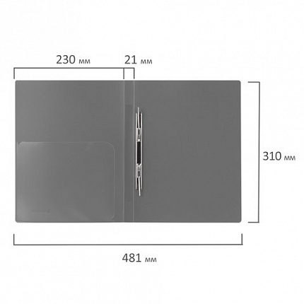 Папка с металлическим скоросшивателем и внутренним карманом BRAUBERG "Диагональ", серебристая, до 100 листов, 0,6 мм, 221353
