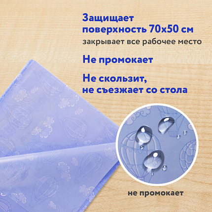 Настольное покрытие ЮНЛАНДИЯ для труда и творческих занятий, ПВХ, "ВОЗДУШНЫЙ ШАР", 50х70 см, 662456