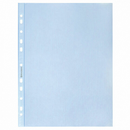 Папки-файлы перфорированные СИНИЕ А4 BRAUBERG, комплект 100 шт., гладкие, 35 мкм, 272675