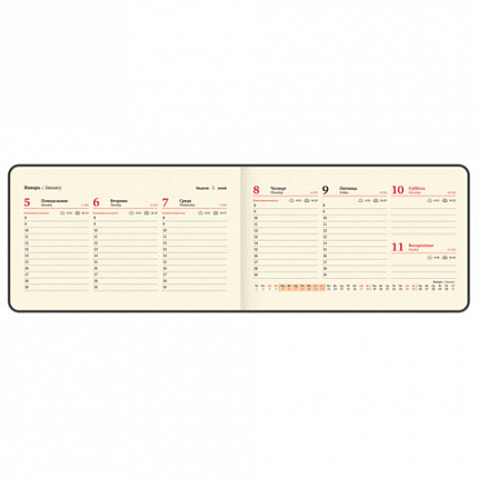 Еженедельник датированный 2026 МАЛЫЙ ФОРМАТ 105х160 мм, А6, BRAUBERG "Unique", черный, 117208