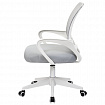 Кресло CROMEX (КРОМЕКС) "Top CH-695W", с подлокотниками, пластик белый, сетка/ткань TW, серое, 533067