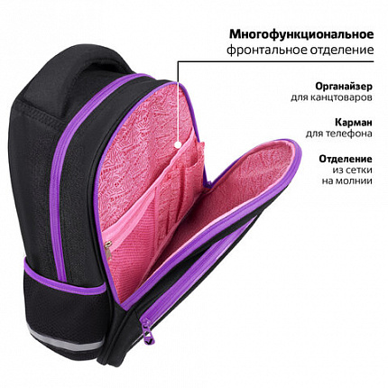 Рюкзак BRAUBERG OPTIMA, 2 отделения, с брелоком, "Сияющий единорог", 36х27х18 см, 273157