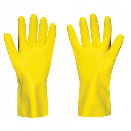 Перчатки латексные SCAFFA "Луч", КЩС-2, хлопчатобумажное напыление, размер 10, XL (очень большой), желтые, 00-01017719