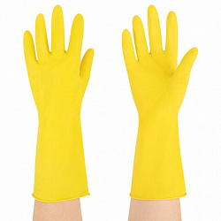 Перчатки МНОГОРАЗОВЫЕ латексные с хлопчатобумажным напылением, желтые, размер 9-10, XL (очень большой), вес 61 г, желтые, KOMFI, DGL027P