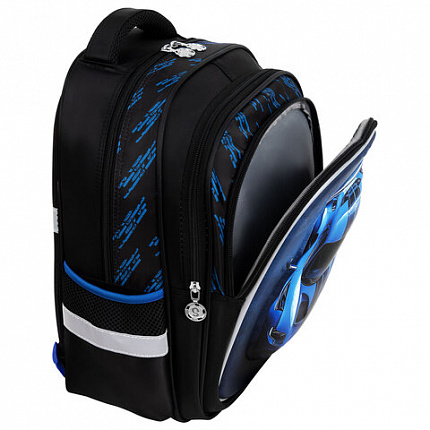 Рюкзак SNOOBAG (СНУБЭГ) FLOSSY, 2 отделения, 3 кармана, "Гонки", объемный дизайн, 40х28х18 см, 274442