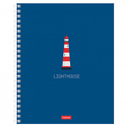 Тетрадь А5, 96 л., HATBER, гребень, клетка, Soft-touch ламинация, "Lighthouse" (микс в спайке), 089770, 96Т5лВ1гр