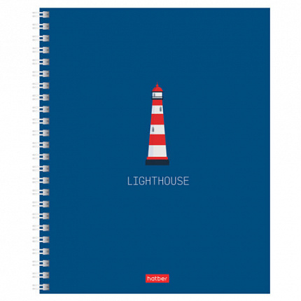Тетрадь А5, 96 л., HATBER, гребень, клетка, Soft-touch ламинация, "Lighthouse" (микс в спайке), 089770, 96Т5лВ1гр