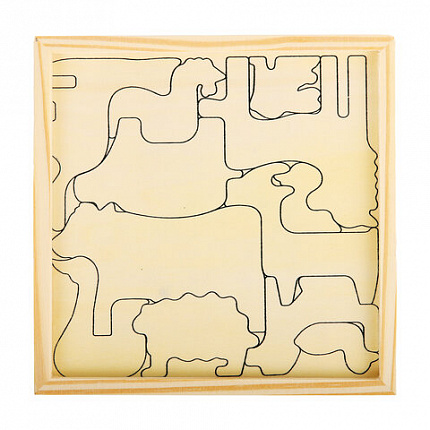 Пазл деревянный развивающий для детей "Домашние животные", 17х17 см, BRAUBERG KIDS, 665251