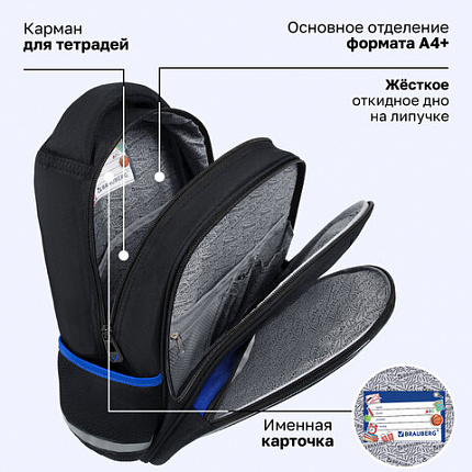 Рюкзак BRAUBERG OPTIMA, 2 отделения, с брелоком, "Храбрый астронавт", объемный дизайн, 36х27х18 см, 273159