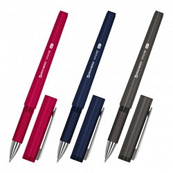 Ручки шариковые с грипом BRAUBERG "VIVID", НАБОР 3 ШТУКИ, СИНИЕ, SOFT TOUCH покрытие, узел 0,7 мм, линия письма 0,35 мм, 144401