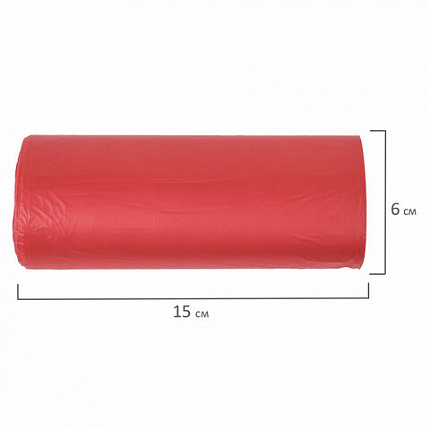 Мешки для раздельного сбора мусора 60 л красные, в рулоне 20 шт., ПНД 10 мкм, 58х68 см, LAIMA, 606702, 3811