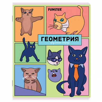 Тетради предметные, КОМПЛЕКТ 12 ПРЕДМЕТОВ, 48 л., TWIN-лак, FUNSTER (ФАНСТЕР), МЕМНЫЕ КОТЫ, 405604