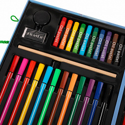 Набор ЮНОГО ХУДОЖНИКА "ОРЕЛ" для рисования и творчества в кейсе ЮНЛАНДИЯ, 75 предметов, 665674