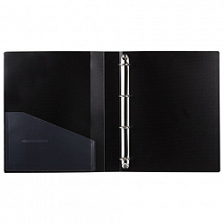 Папка на 4 кольцах, ширина 40 мм, BRAUBERG EXTRA, до 300 листов, ЧЕРНАЯ, 0,8 мм, 270547