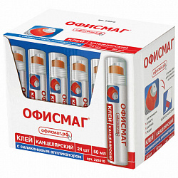 Клей канцелярский ОФИСМАГ, 50 мл, с силиконовым аппликатором, 228410