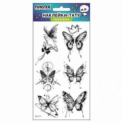 Наклейки-тату переводные "Разные", 20,5х10 см, ассорти 12 видов, FUNSTER (ФАНСТЕР), 666102