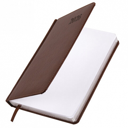 Ежедневник датированный 2026, А5, 138х213 мм, BRAUBERG "Impression", под кожу, коричневый, 117511