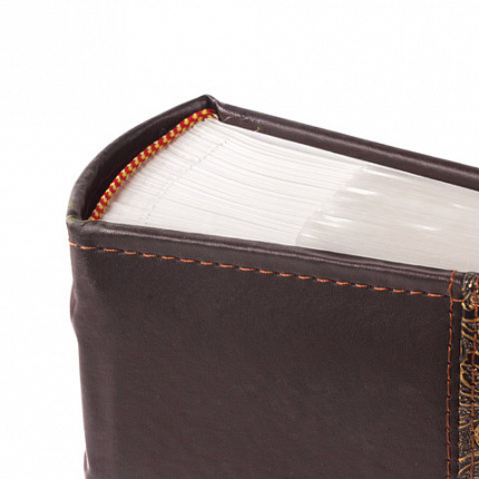 Фотоальбом BRAUBERG на 300 фото 10х15 см, под кожу, бумажные страницы, бокс, коричневый + золото, 391118