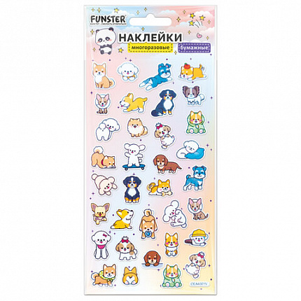 Наклейки бумажные 17,5х9,5 см, ассорти 12 видов, FUNSTER (ФАНСТЕР), 666676