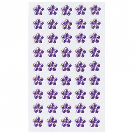 Стразы самоклеящиеся "Цветы", розовые, 10 мм, 45 шт., на подложке, ОСТРОВ СОКРОВИЩ, 661577