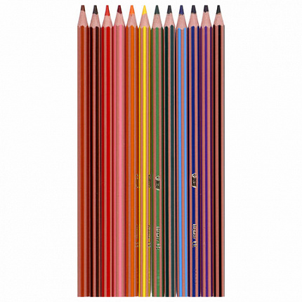 Карандаши цветные BIC "Evolution Stripes", 12 цветов, шестигранные, грифель 9505221