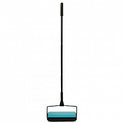 Щетка-веник-пылесос механическая, металлическая, плотная щетина на роликах, чёрно-бирюзовый, разборный, колорбокс, DASWERK, 608948