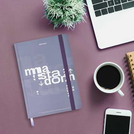 Блокнот с резинкой в клетку 96 л., А5 145х203 мм, твердая обложка, BRAUBERG, "Моноколор", 116318