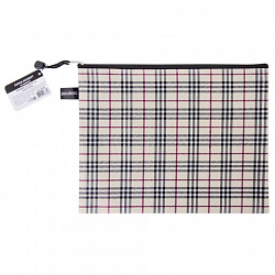 Папка-конверт на молнии А4 (335х243 мм), ткань в клетку, BRAUBERG "Checked", 223892