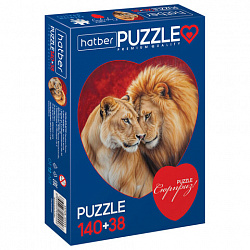 Пазл картонный 2 в 1 "ДВА СЕРДЦА" Premium, 140 + 38 элементов, ассорти, размер поля 270х280 мм, 100х110 мм, HATBER