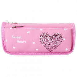 Пенал мягкий ЮНЛАНДИЯ, 2 отделения, полиэстер, "Heart", розовый, 21х6х9 см, 270258