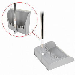 Совок для мусора КОМПЛЕКТ щетка + рукоятки 59-93см телескоп, регулируемый угол щетки, крепление тряпок, бело-серый, колорбокс, LAIMA, 608952