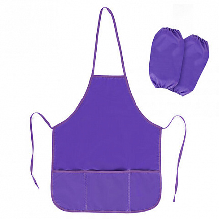Фартук с нарукавниками для уроков труда ПИФАГОР, 3 кармана, стандартный размер, 44x55 см, фиолетовый, 273752