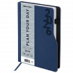 Ежедневник датированный 2026, А5, 150x213 мм, BRAUBERG "Up", под кожу, софт-тач, держатель для ручки, синий, 117118