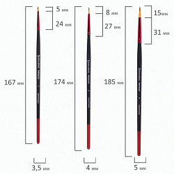 Кисти BRAUBERG PREMIUM, набор 10 шт. (синтетика, круглые № 1, 2, 3, 5, 8, плоские № 2, 4, 6, 8, 10), 201027