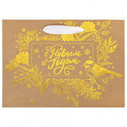 Пакет подарочный (1 шт.) новогодний, 27х11х20 см, "Shiny Kraft", фольга, ассорти, ЗОЛОТАЯ СКАЗКА, 592437