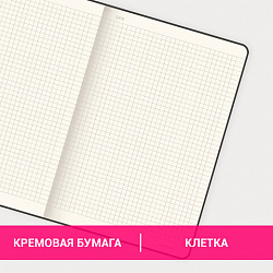 Блокнот БОЛЬШОЙ ФОРМАТ (180х250 мм) B5, BRAUBERG "Office", под кожу 80 л., клетка, черный, 113309