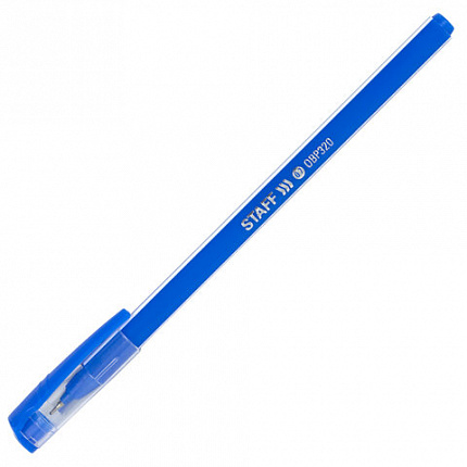 Ручка шариковая масляная STAFF Basic "OBP-320", СИНЯЯ, корпус голубой, узел 0,7 мм, линия письма 0,35 мм, 143023