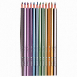 Карандаши цветные BRAUBERG, 60 цветов (Базовые, Металлик, Неон, Пастель, Телесные), трехгранные, грифель 3 мм, натуральное дерево, 181792