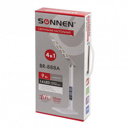 Настольная лампа / светильник SONNEN BR-888A, на подставке, светодиодный, LED, 9 Вт, белый, 236664
