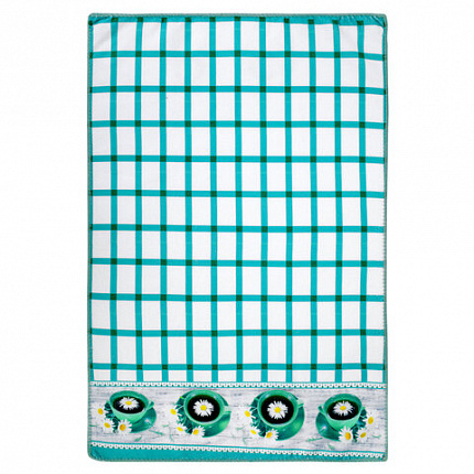 Салфетка из МИКРОФИБРЫ универсальная, 40х60 см, бирюзовая клетка, орнамент, 240 г/м2, BOOMHOUSE (БУМХАУС), 700879