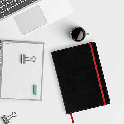 Блокнот БОЛЬШОЙ ФОРМАТ (180х250 мм) B5, BRAUBERG "Office", под кожу 80 л., клетка, черный, 113309