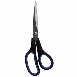 Ножницы BRAUBERG "Soft Grip", 216 мм, черно-синие, резиновые вставки, 3-х сторонняя заточка, 230763