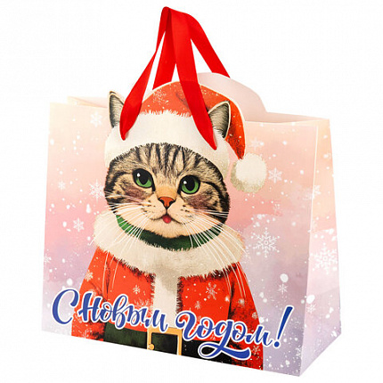 Пакет подарочный (1 шт.) новогодний, 26х13х32 см "Без границ" ассорти, ламинация, ЗОЛОТАЯ СКАЗКА, 592439