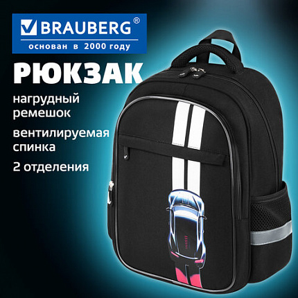 Рюкзак BRAUBERG FAVOUR, 2 отделения, 3 кармана, "Upright car", 40х29х15 см, 274434