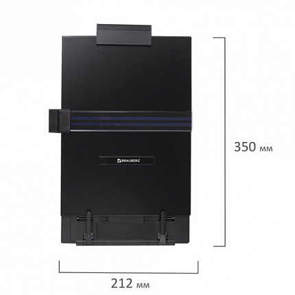 Подставка для книг, учебников BRAUBERG, большая, регулируемый наклон, металл/пластик, черная, 237447