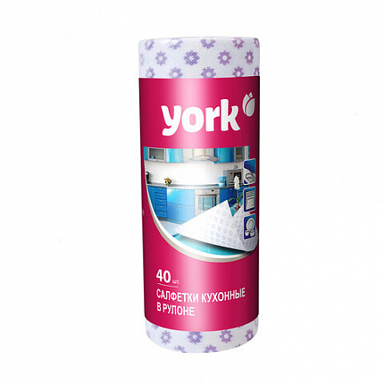 Салфетки ВИСКОЗНЫЕ, Премиум, 25х40см, РУЛОН 40шт, 60г/м2, YORK, 021100
