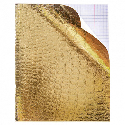 Тетрадь бумвинил А5 48 л., скоба, офсет №1, клетка, с полями, "ЗОЛОТО Metallic", CROCO, HATBER, 065833, 48Т5бвВ1