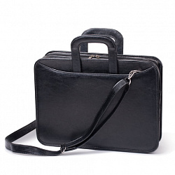 Портфель "Карьера", 36х31х7 см, искусственная кожа, 2 отделения, на молнии, черный, 162