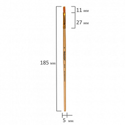 Кисть ПИФАГОР, СИНТЕТИКА, плоская, № 3, деревянная лакированная ручка, 200856